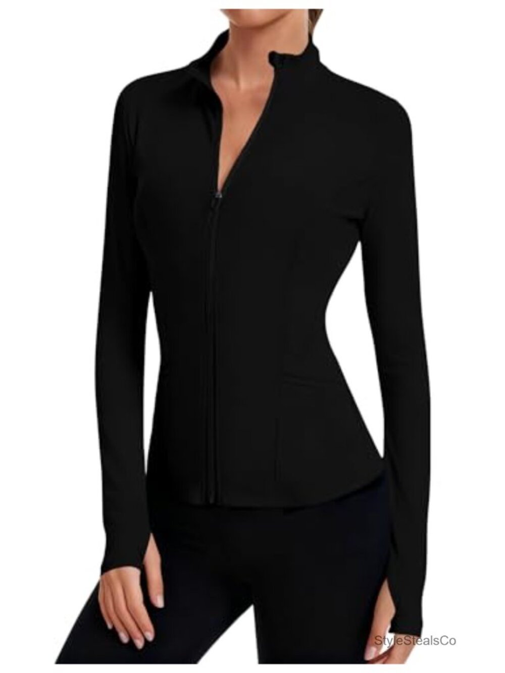 Crop Zip-Up Athletic Jacket Long Sleeve Women's Workout Golf Yoga Top